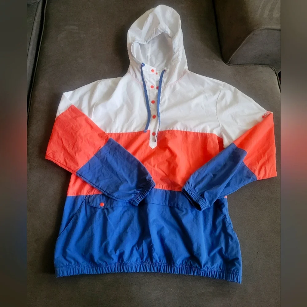 Columbia Sportswear Women's Harborside Windbreaker Hoodie - XL (Pink/White/Blue) - Picture 1 of 5